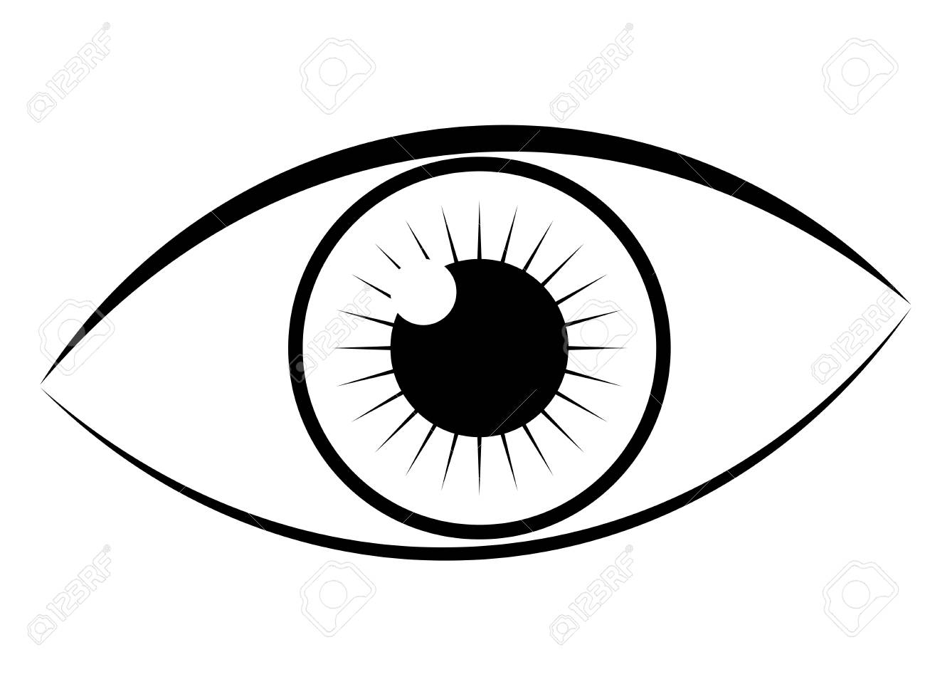 Human Eye In Simple Black And White Line Art Style Royalty Free SVG Cliparts Vectors And Stock Illustration Image 109891428 