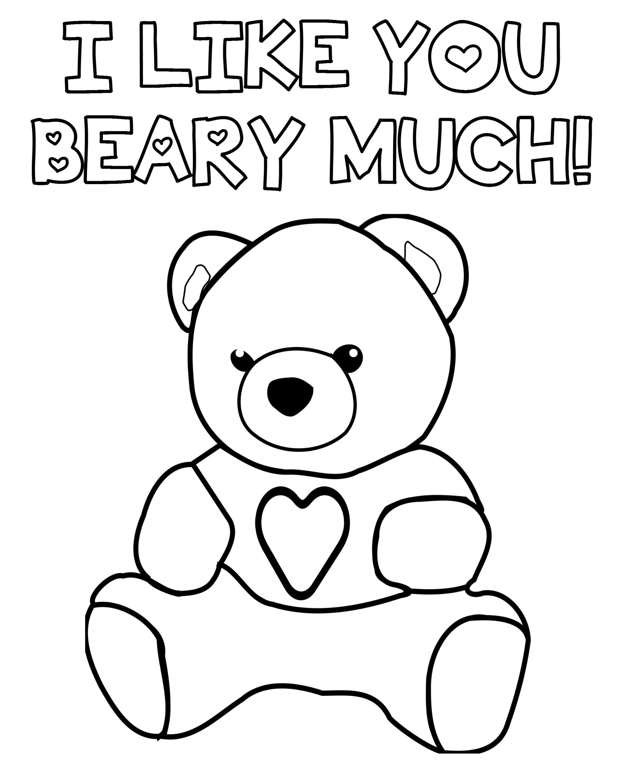 I Like You Beary Much Teddy Bear Valentine s Day Coloring Page Printable Thrifty Mommas Tips