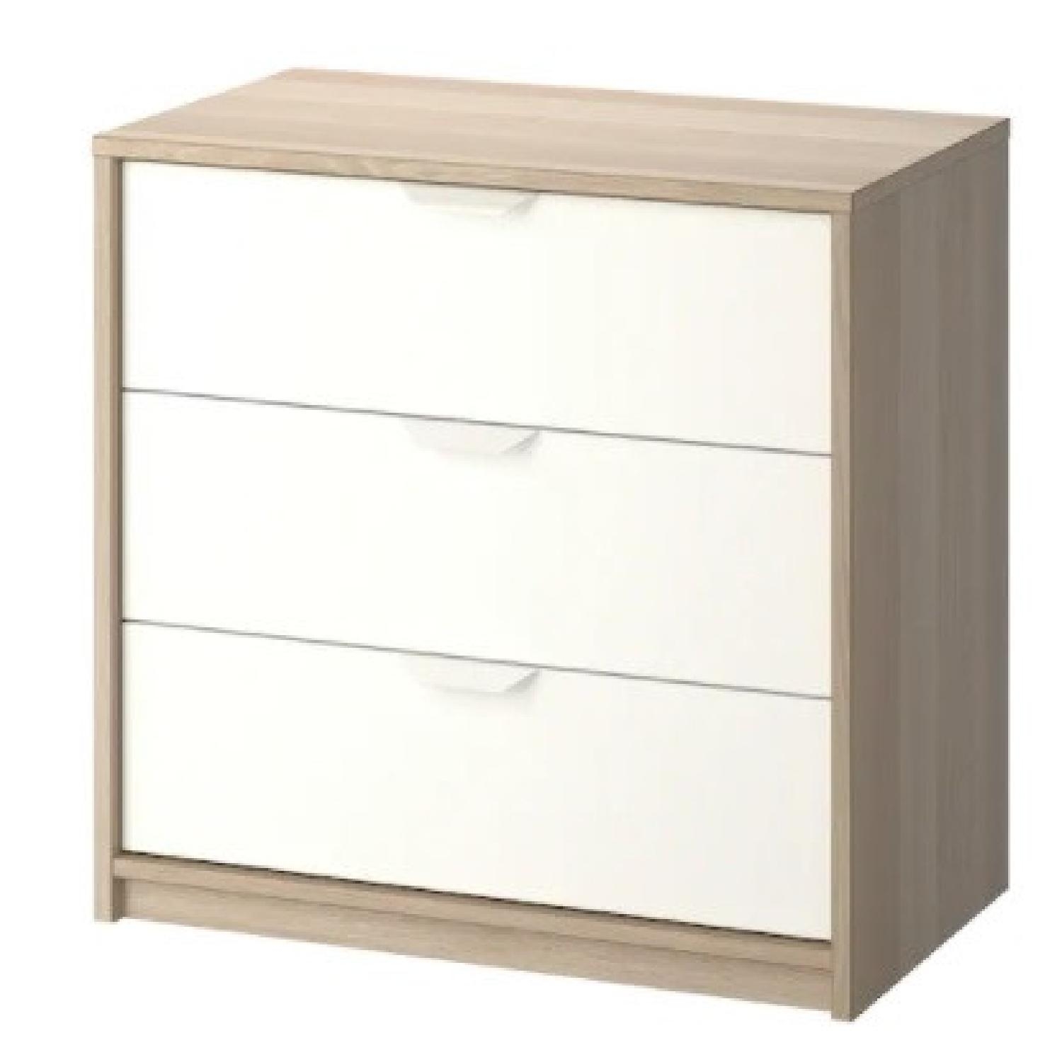 IKEA Wood And White 3 Drawer Dresser AptDeco