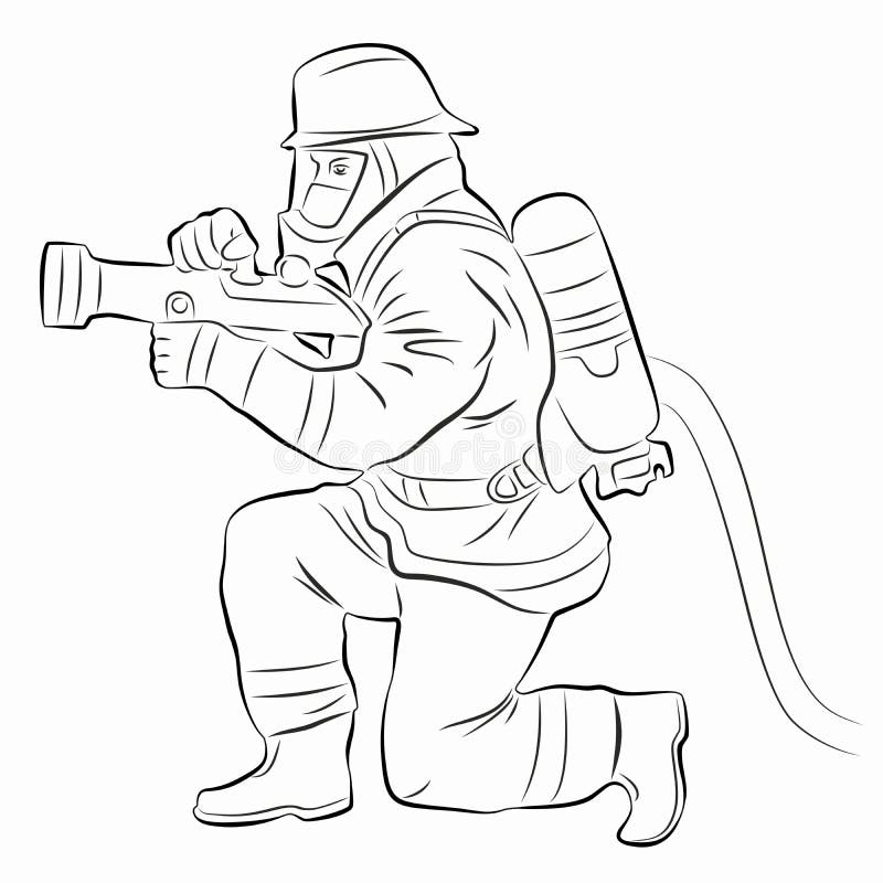 Illustration Of A Fireman Vector Draw Stock Vector Illustration 