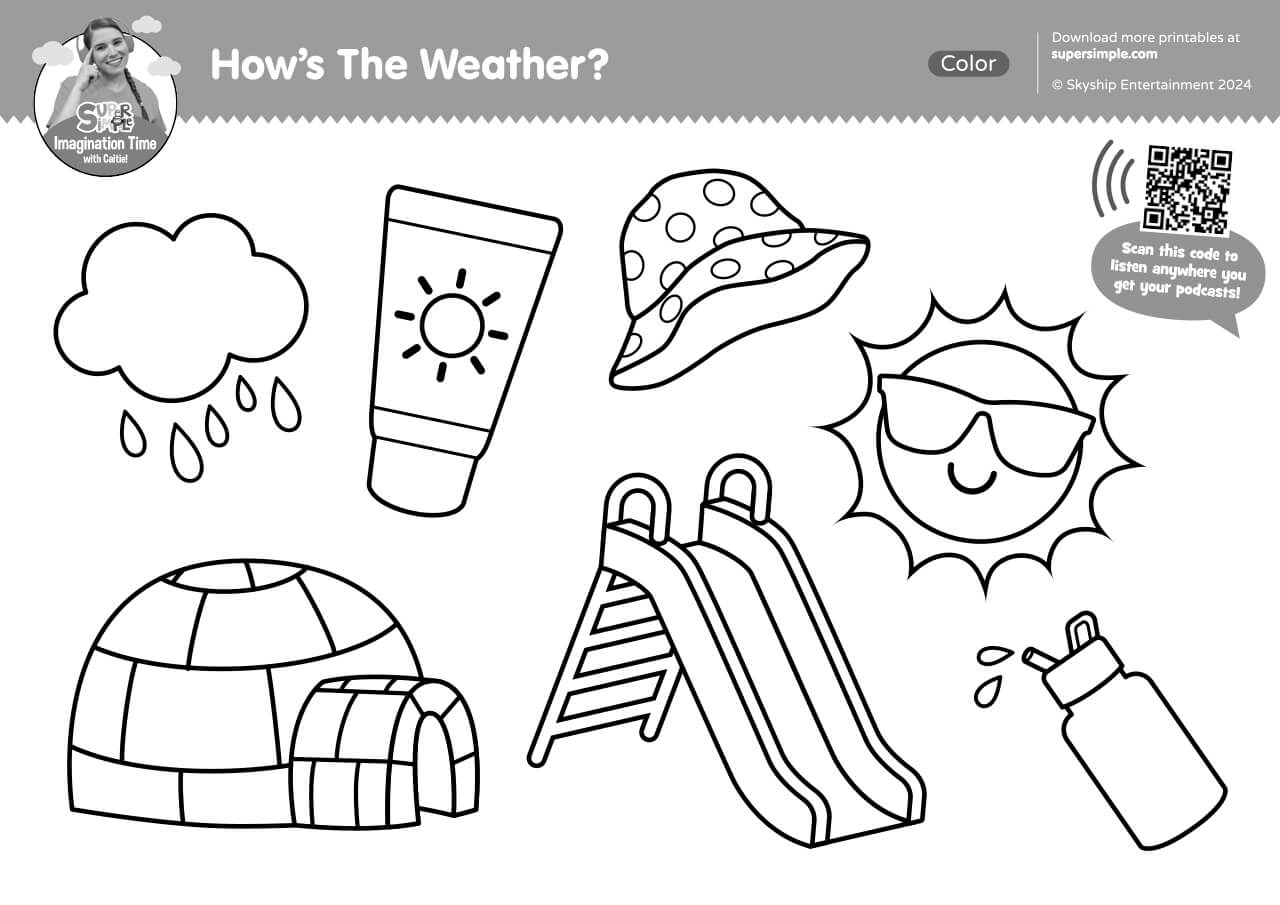 Imagination Time How s The Weather Coloring Page Super Simple
