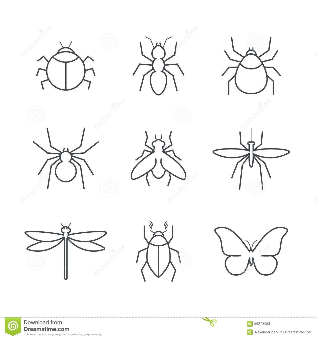 Insect Simple Vector Icon Set Stock Vector Illustration Of Gadfly Butterfly 56243053