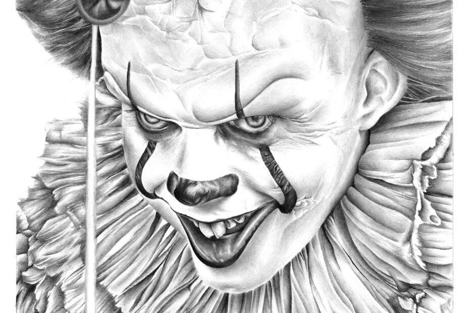 IT Pennywise Pencil Portrait Drawing Print Etsy