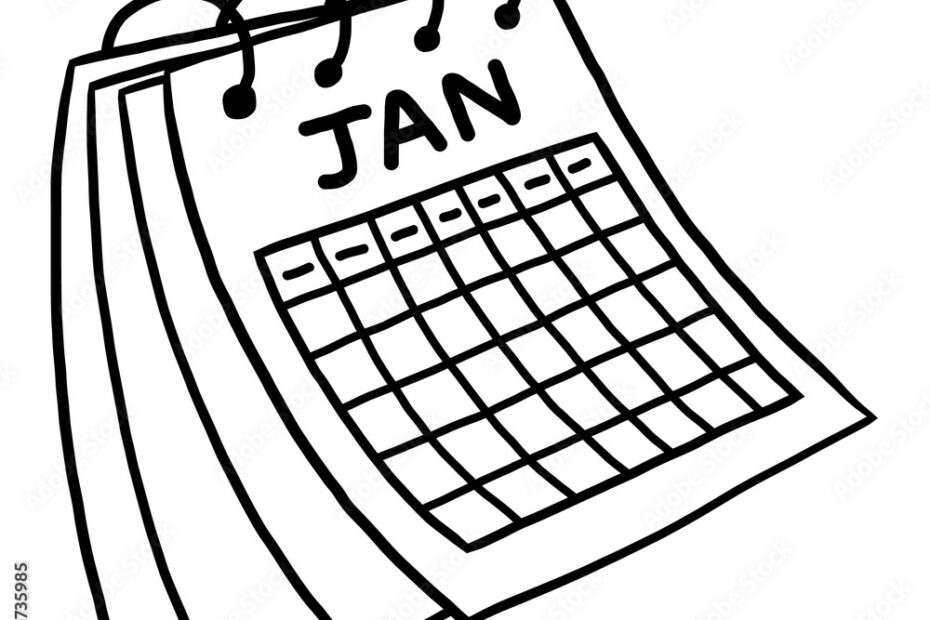 January Calendar Cartoon Vector And Illustration Black And White Hand Drawn Sketch Style Isolated On White Background Stock Vector Adobe Stock