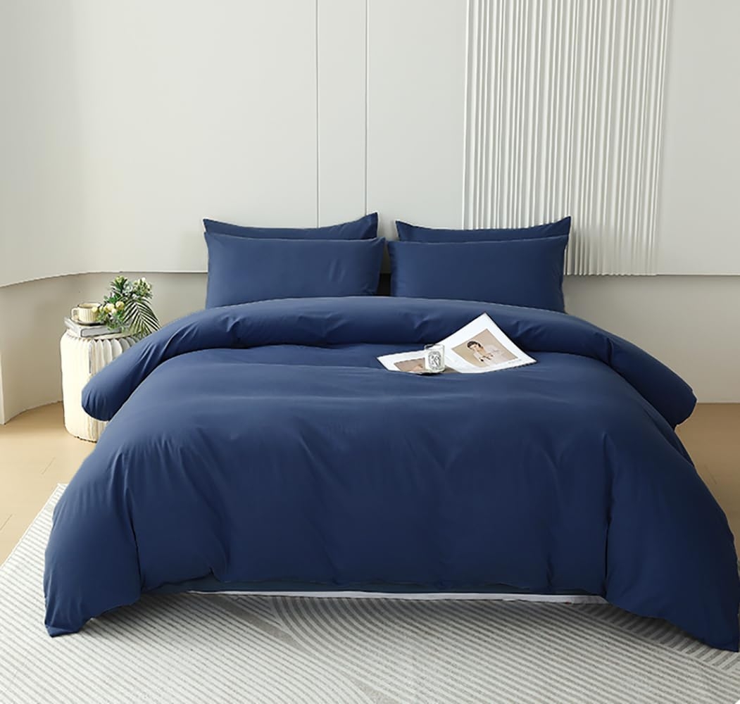 Jumeey Navy Blue Comforter Set King Men Women Navy Bedding Sets Teens Solid Color Bedding Blankets Vintage Dark Color Quilts Comforters King Size Amazon in Home U0026 Kitchen