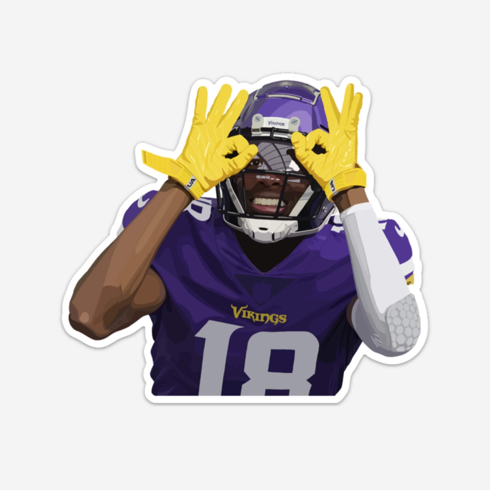 Justin Jefferson Minnesota Vikings Vinyl Sticker Griddy white 