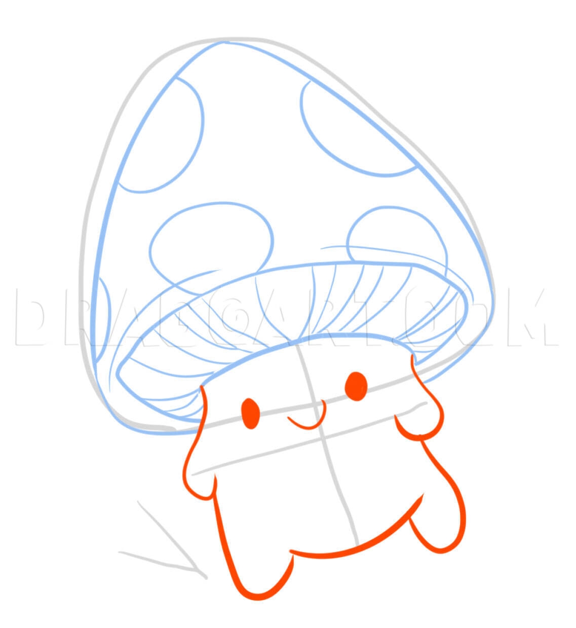 Kawaii Mushroom Easy How To Draw Lesson Drawing Step By Step By Cocoapebbles DragoArt