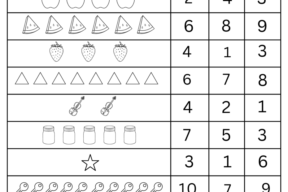 Kindergarten Math Counting Objects Worksheets 1 10 Black And White Teaching Resources