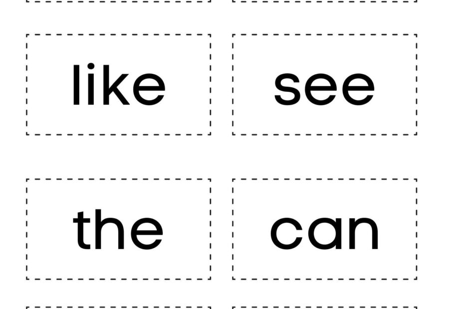 Kindergarten Sight Word Flashcards High Frequency Words