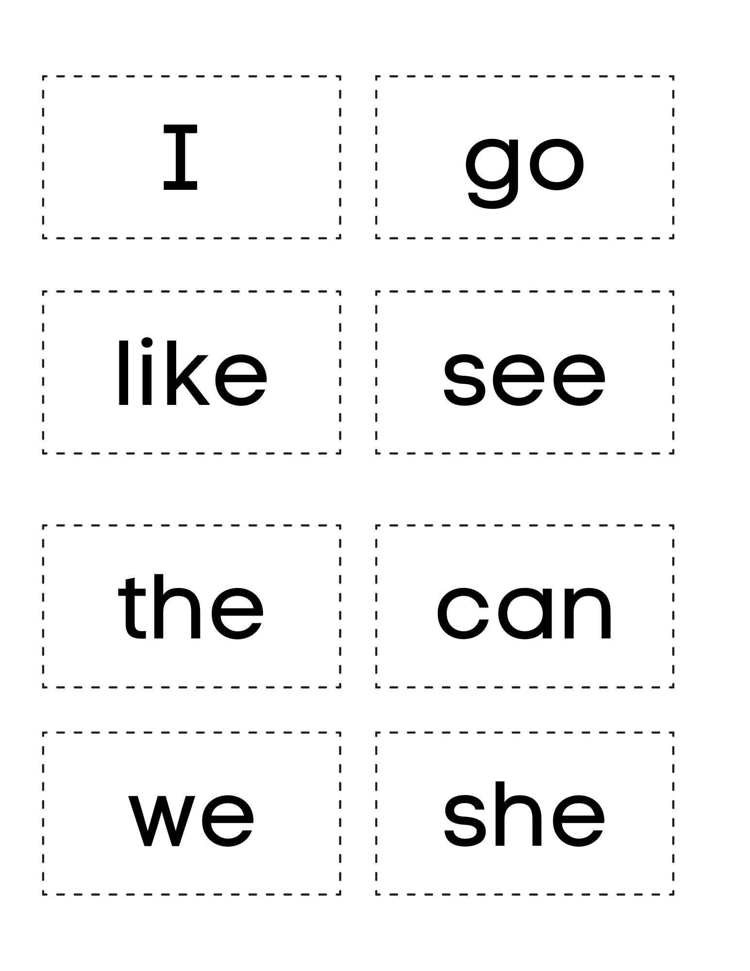 Kindergarten Sight Word Flashcards High Frequency Words 