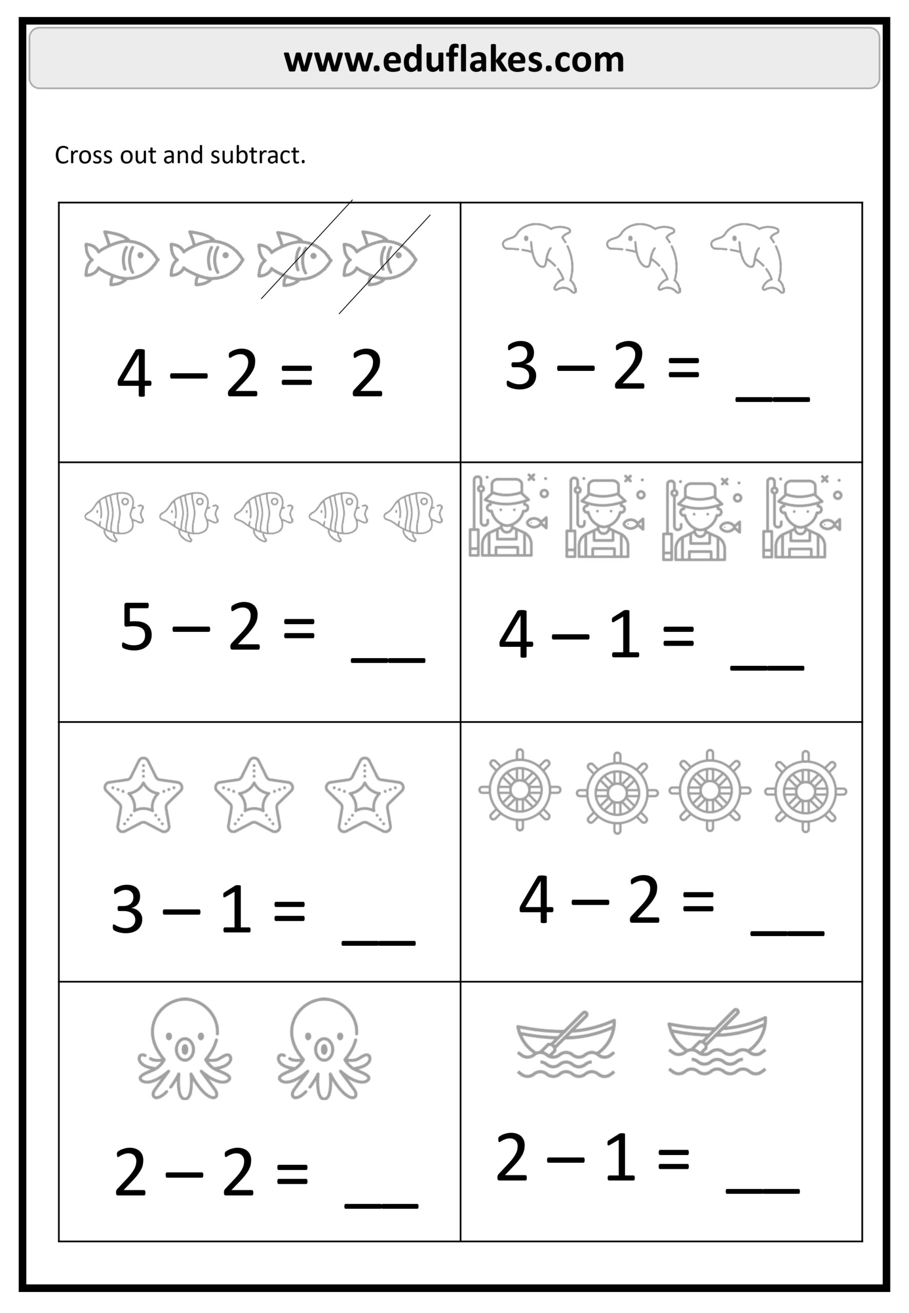 Kindergarten Subtraction Worksheet Printables Free PDF Eduflakes