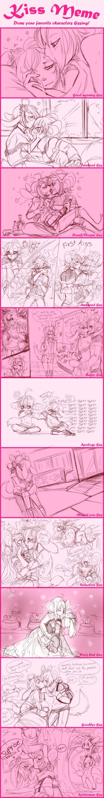 kissing meme drawing