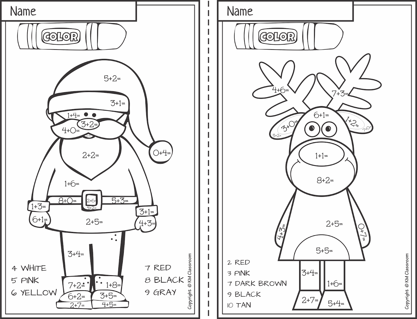 color by number christmas coloring sheets