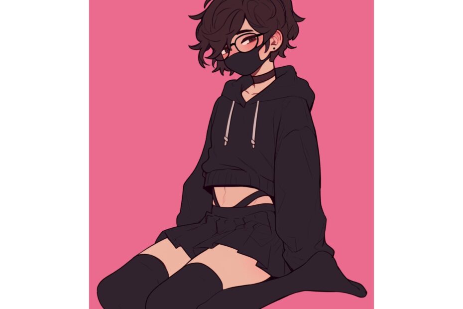 Kneeling Femboy Matte Vertical Art Print Etsy