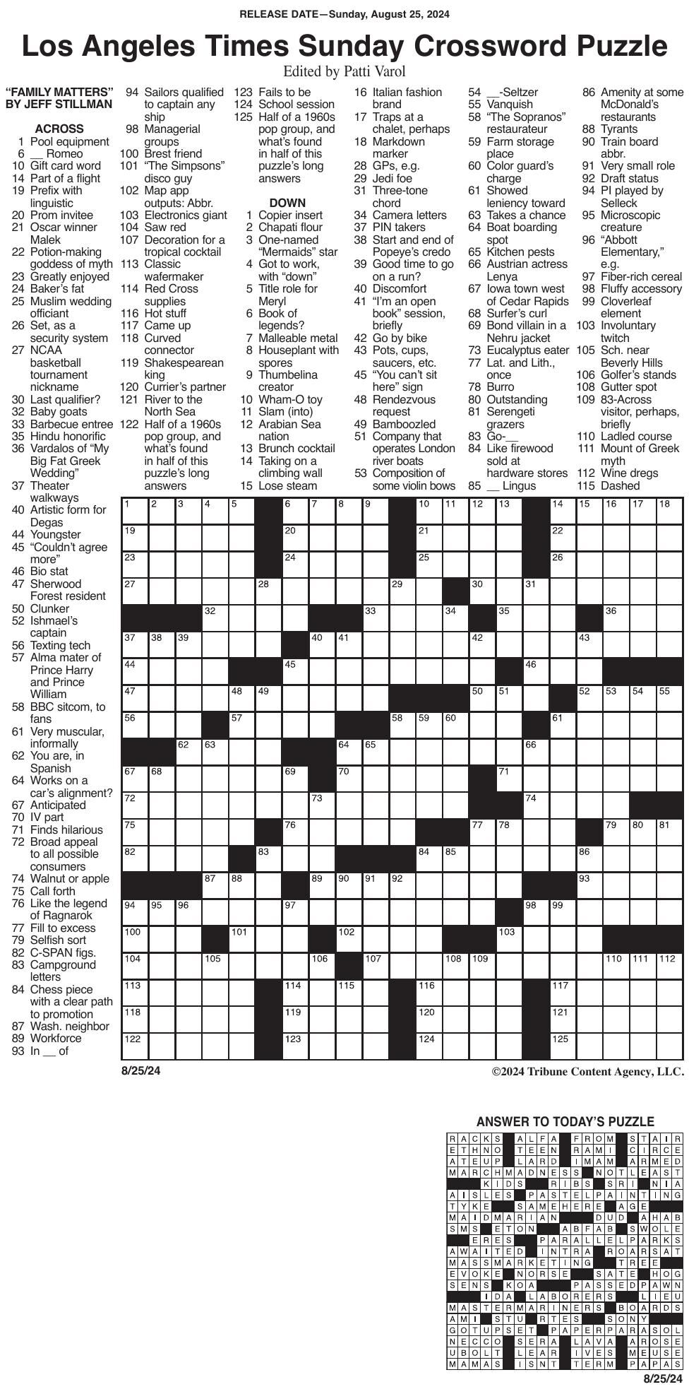 LA Times Crossword 08 25 pdf Messenger inquirer
