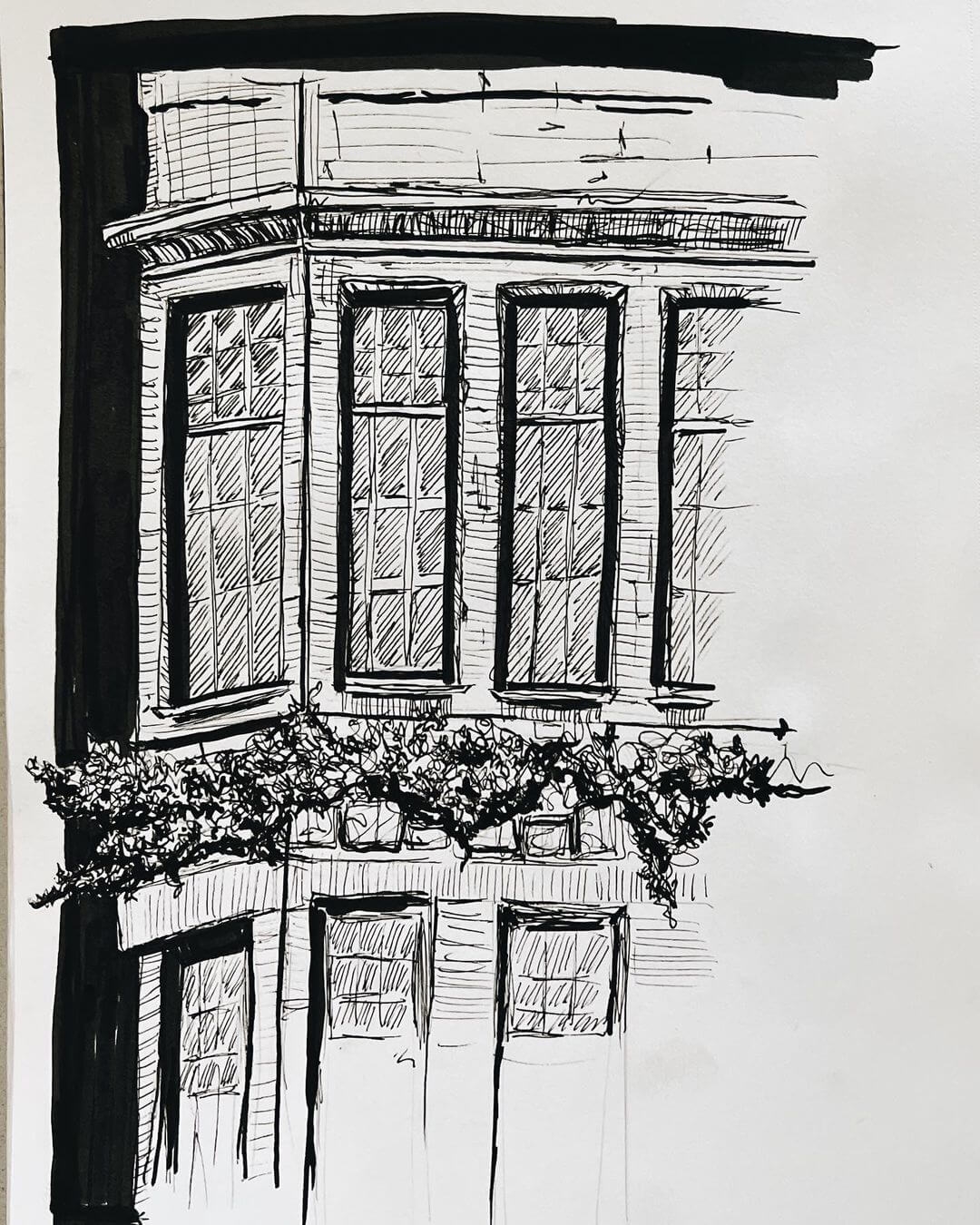 Landscape Drawing Black Gel Pen Drawings Easy