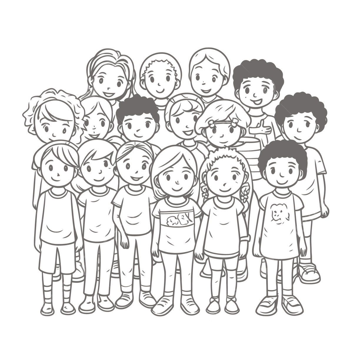 Large Group Of Children Outline Sketch Drawing Vector Wing Drawing Child Drawing Diversity Drawing PNG And Vector With Transparent Background For Free Download