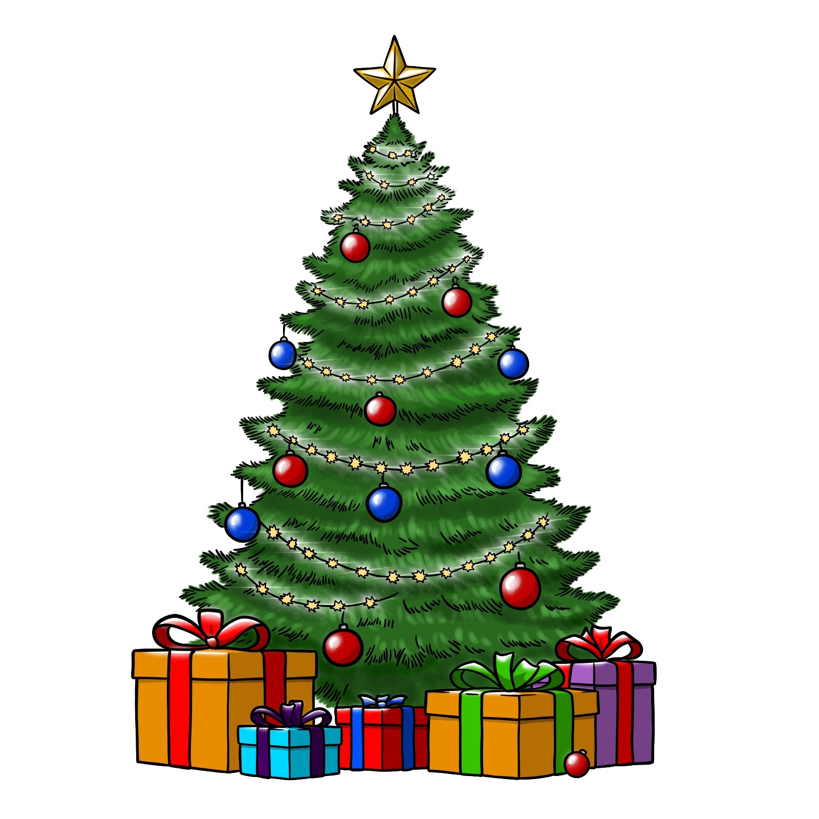 christmas tree drawing images