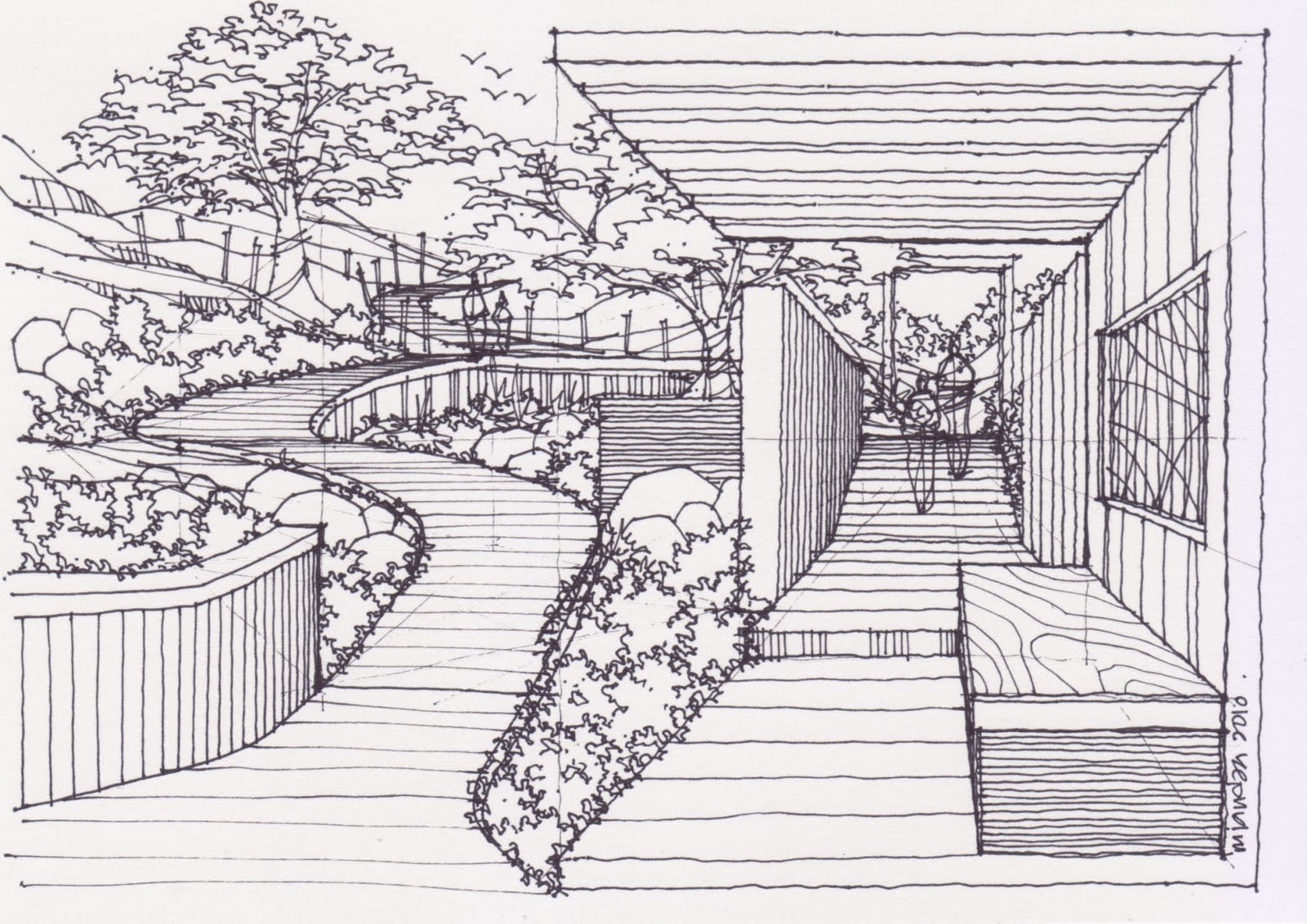 drawing in the garden