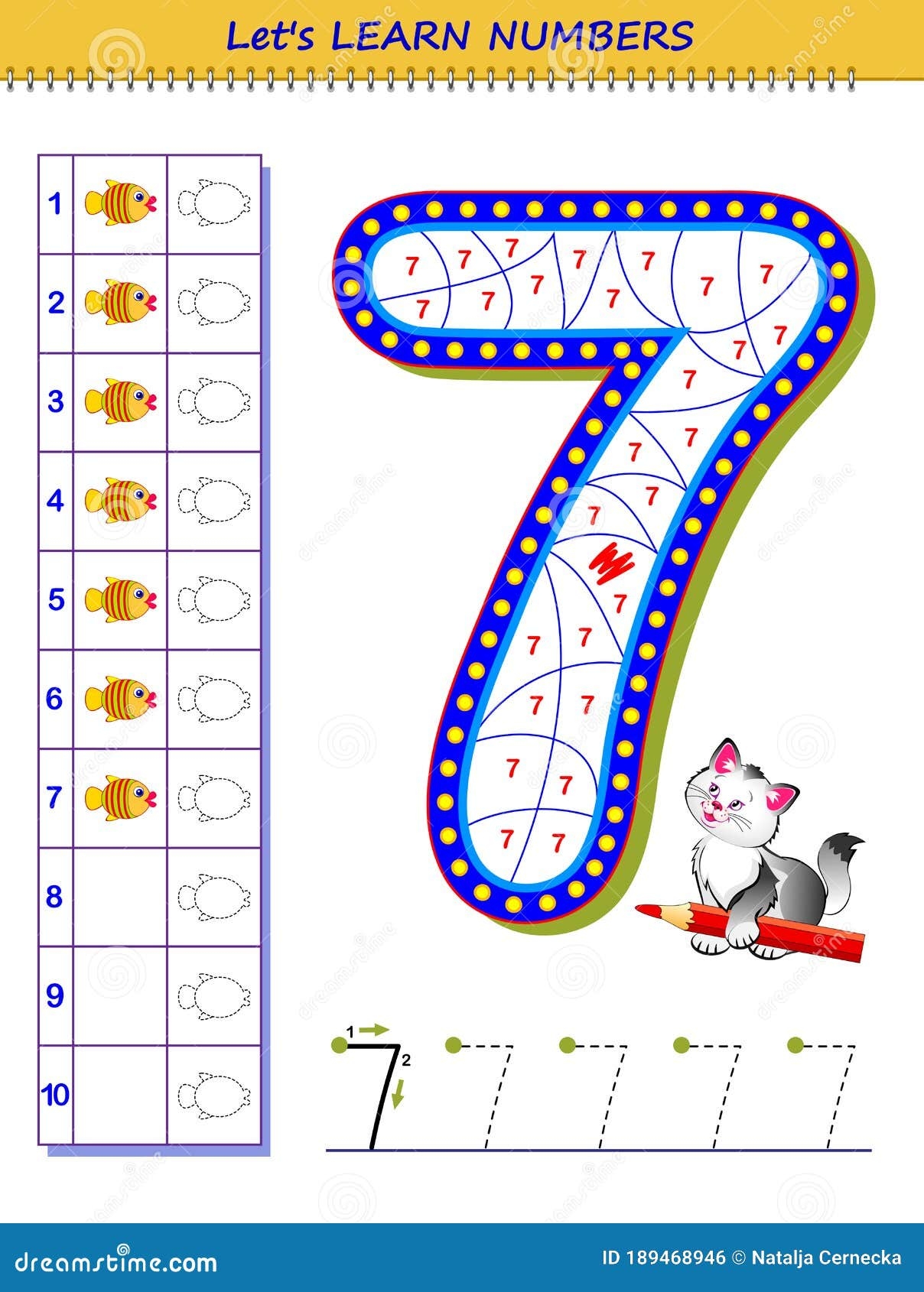 Let s Learn Numbers Educational Game For Children Printable Worksheet For School Textbook Kids Activity Sheet Stock Vector Illustration Of Puzzle Numerals 189468946