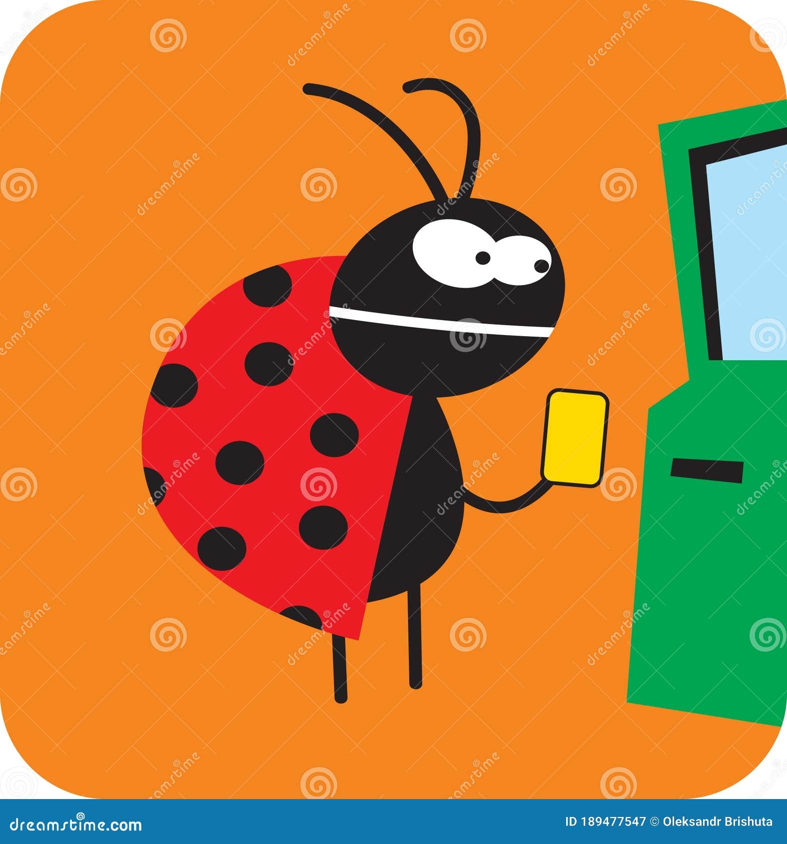 Life Of Insects The Beetle Wants To Get Cash At An ATM Stock Vector Illustration Of Funny Antenna 189477547