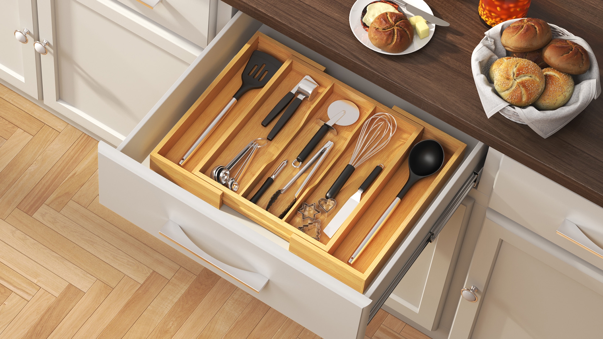 Lifewit Utensil Drawer Organiser Expandable Large Cutlery Tray For Kitchen Bamboo Silverware Flatware Holder Wood Adjustable Kitchen Spatula Tools And Gadgets Storage Divider Large Natural Amazon co uk Home U0026 Kitchen
