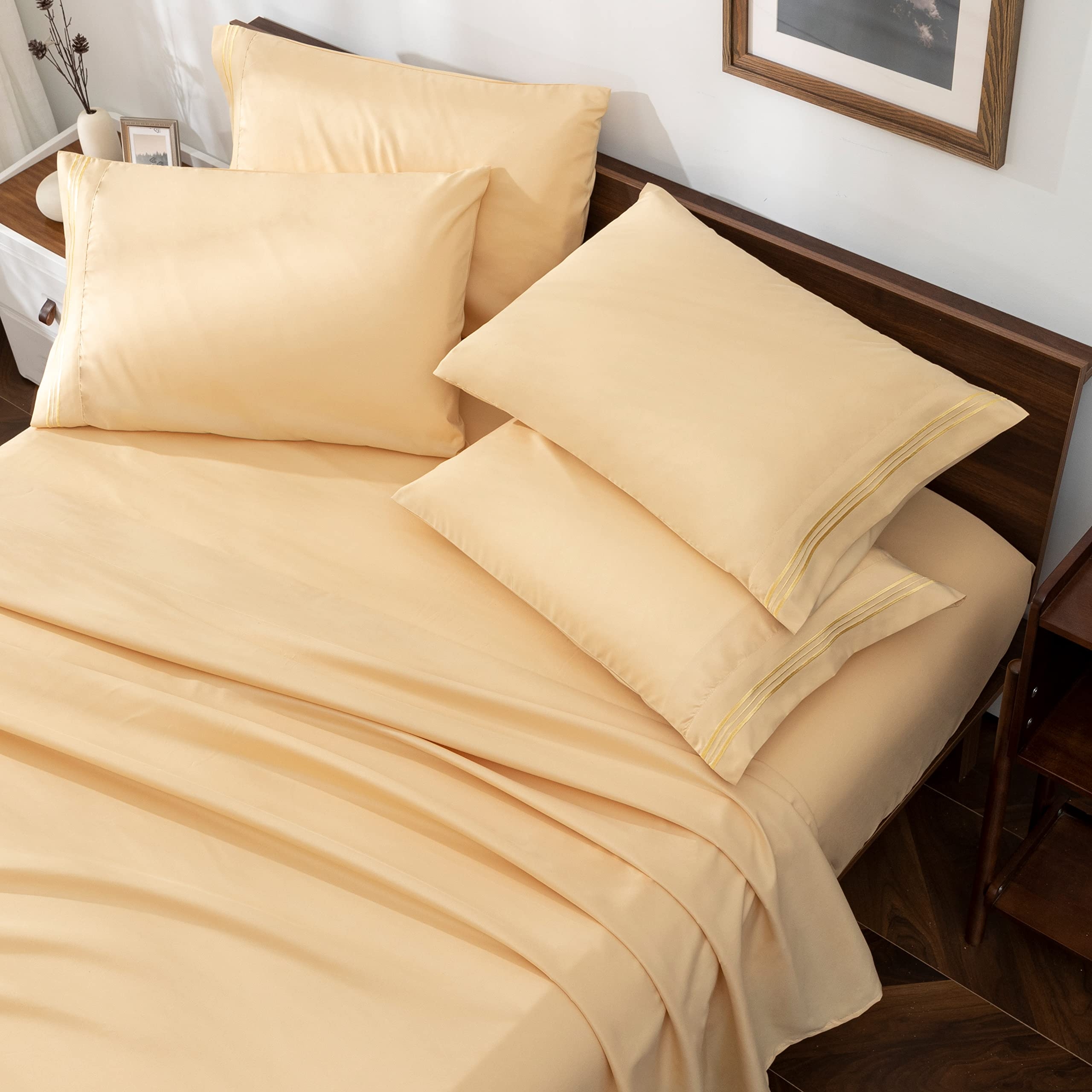 yellow king bed sheets