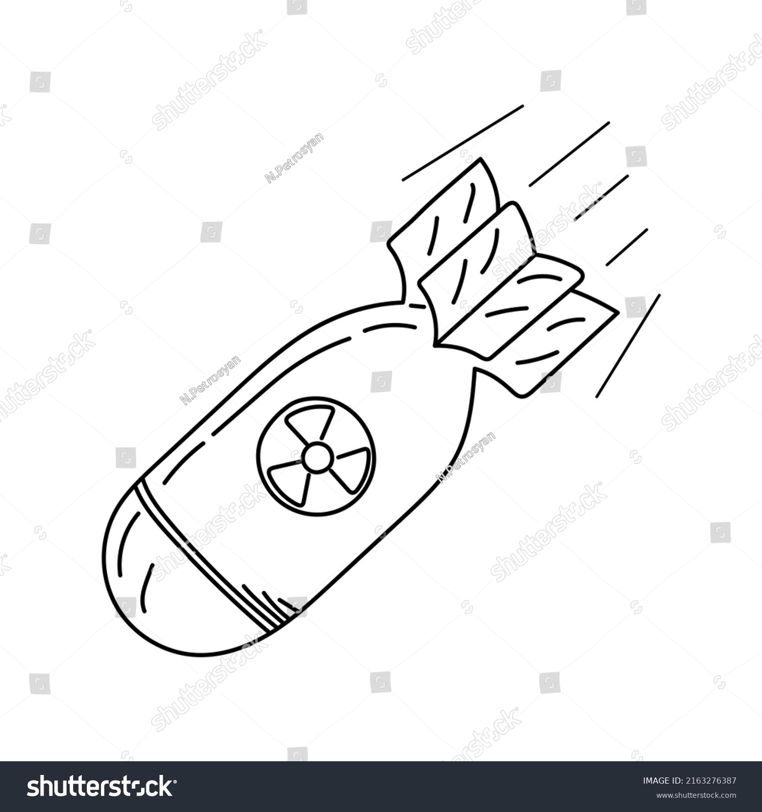 Linear Atomic Bomb Hand Drawn Nuclear Stock Vector Royalty Free 2163276387 Shutterstock