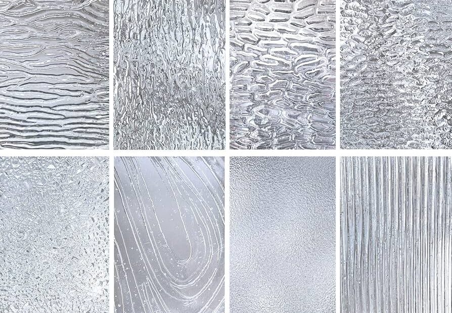 LITMIND 8 Sheets Textured Clear Stained Glass Pack 4 X 6 Inch Transparent Art Glass In 8 Patterns For Mosaic Crafts Suncatchers U0026 Home DIY Projects
