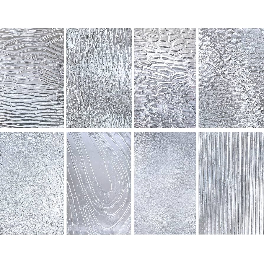 LITMIND 8 Sheets Textured Clear Stained Glass Pack 4 X 6 Inch Transparent Art Glass In 8 Patterns For Mosaic Crafts Suncatchers U0026 Home DIY Projects