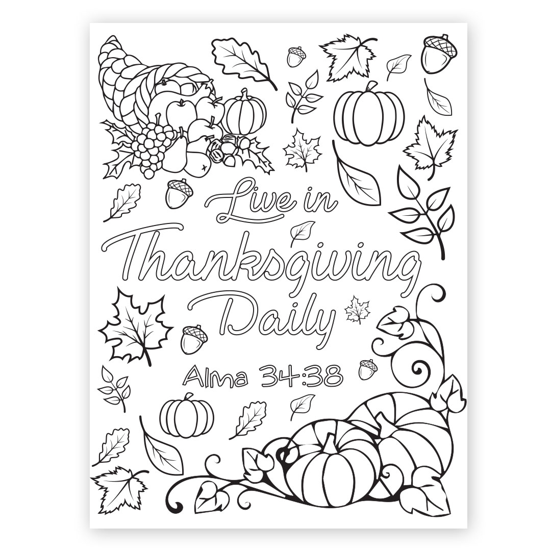 Live In Thanksgiving Daily Coloring Page Digital Download In LDS 
