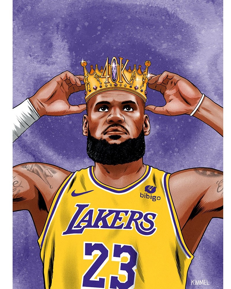 Los Angeles Lakers LeBron James Hits 40 000 Point Milestone Joel Kimmel Illustration