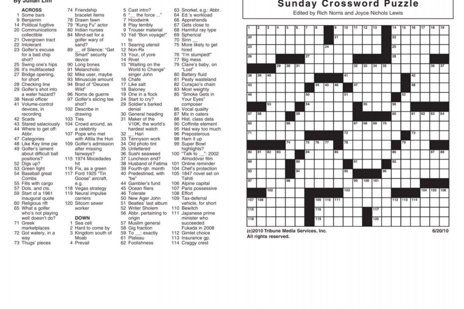 Los Angeles Times Sunday Crossword Puzzle The Best Of Times