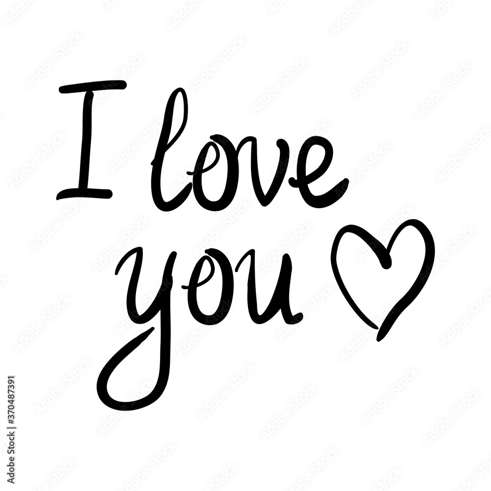 Love Concept Stock Vector Illustration Hand Drawn I Love You Lettering Drawing A Heart Inscription Black Lines Isolated On White Background Creative Picture For Your Design Gift Card Poster Print Stock Vector Adobe