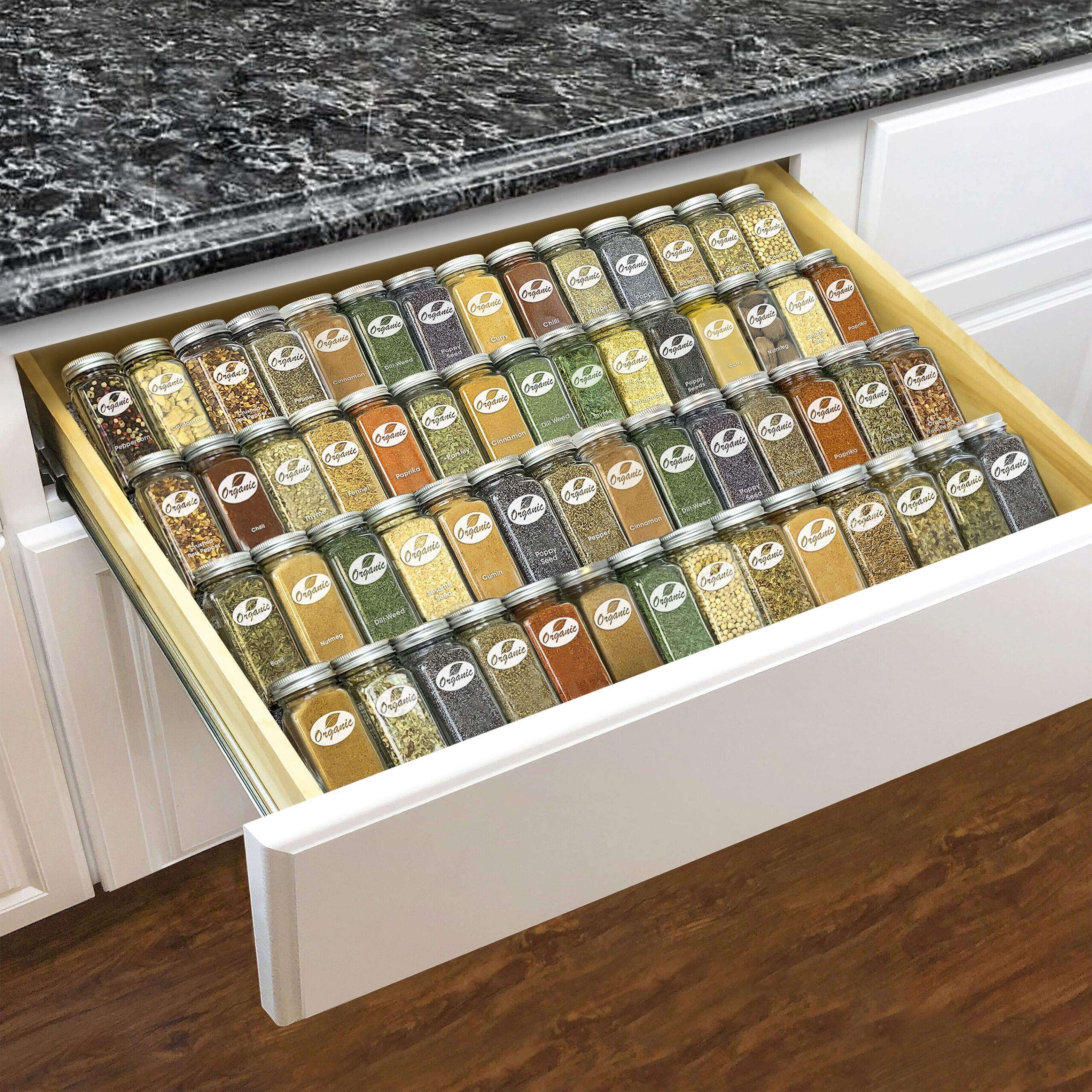 Lynk Professional Expandable 4 Tier Heavy Gauge Steel Drawer Spice Rack Tray Organizer