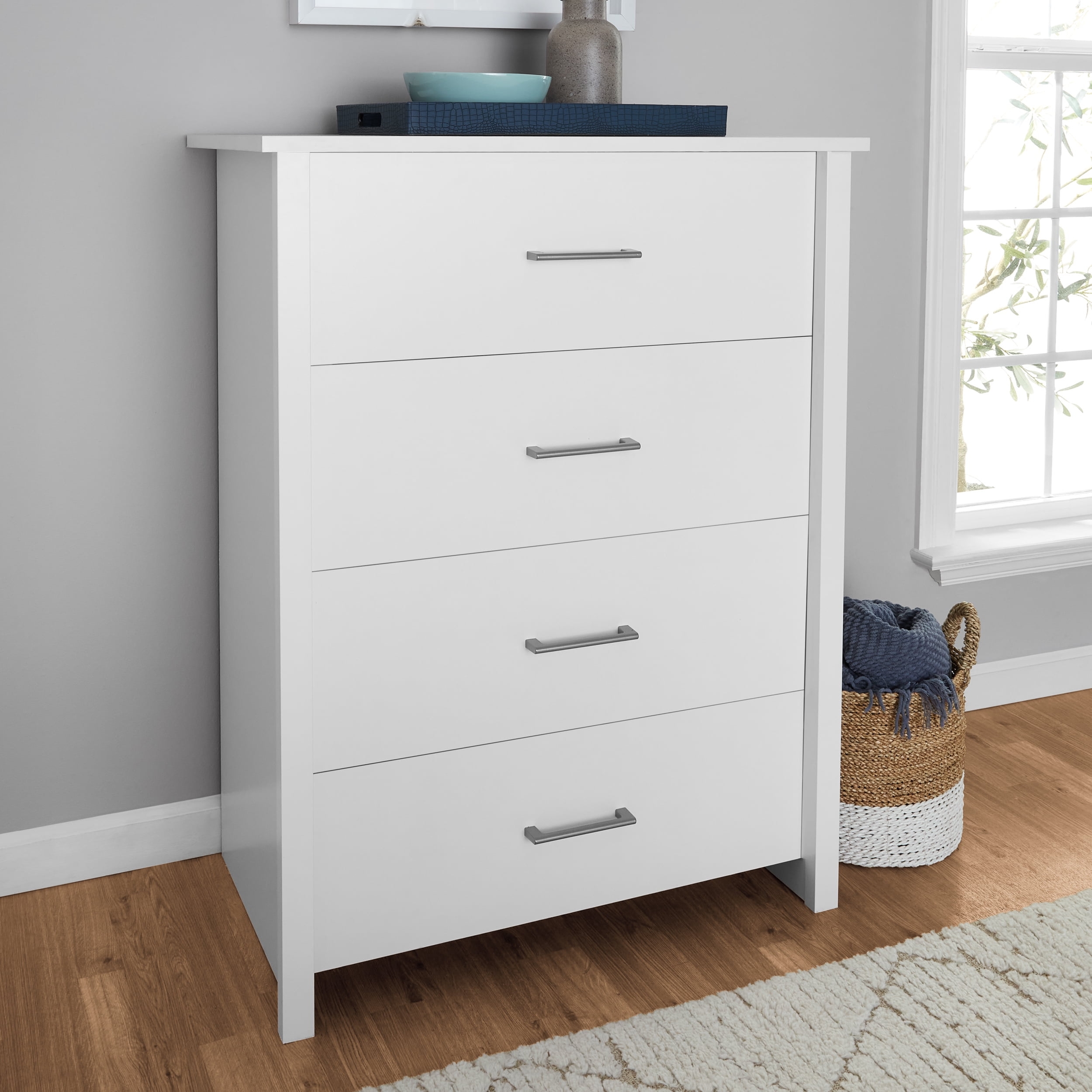 Mainstays Hillside 4 Drawer Dresser White Finish