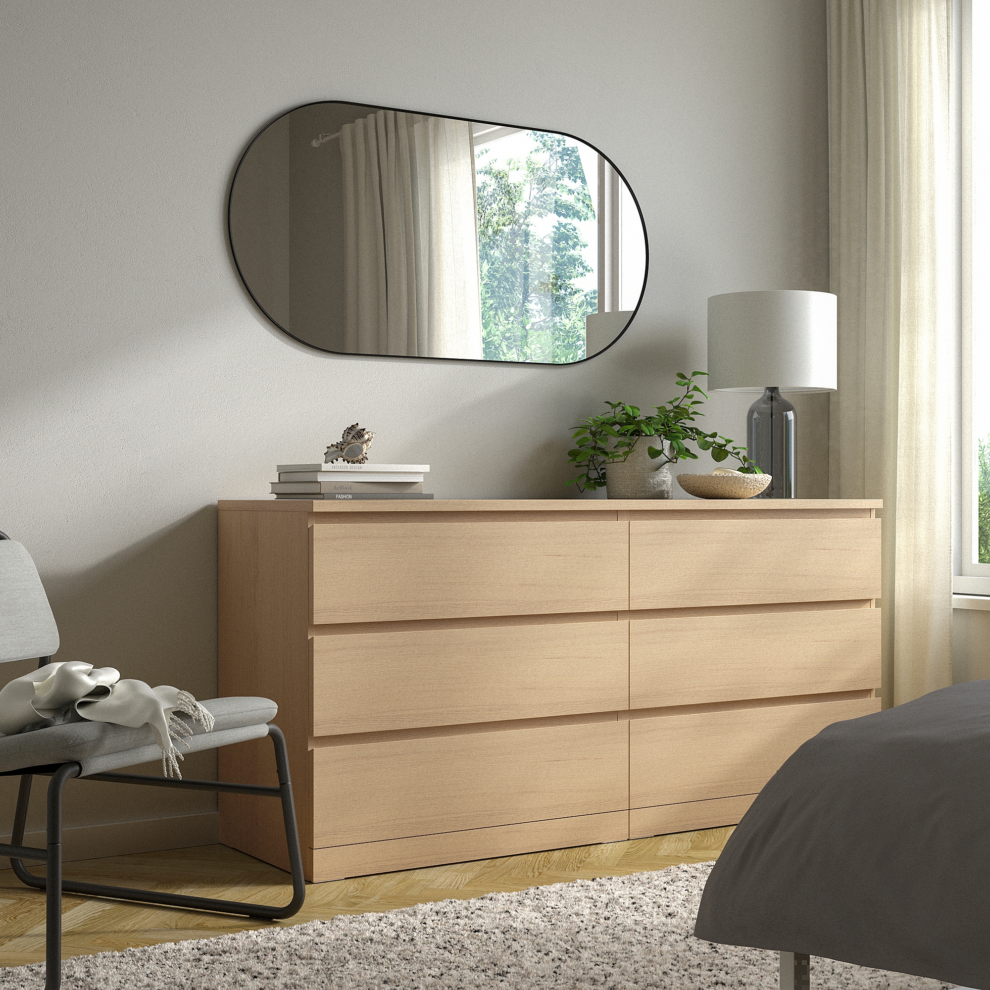 MALM Chest Of 6 Drawers White Stained Oak Veneer 160x78 Cm IKEA Indonesia
