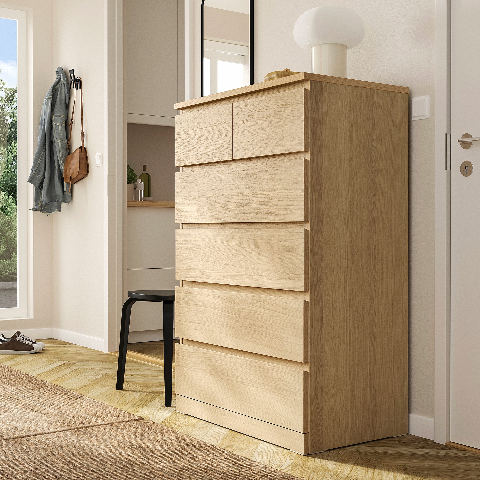 MALM Chest Of 6 Drawers White Stained Oak Veneer 80x123 Cm IKEA Indonesia