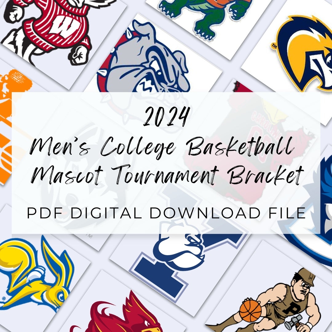 Mascot Bracket For Men s College Basketball Tournament 2024 Etsy