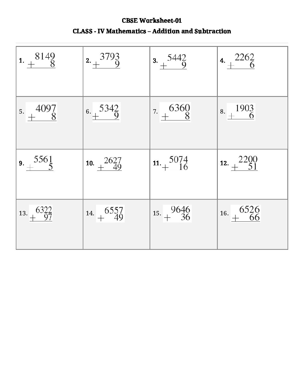 Maths Work Sheet With Online Doubt Classes For Std 4th CBSE And ICSE