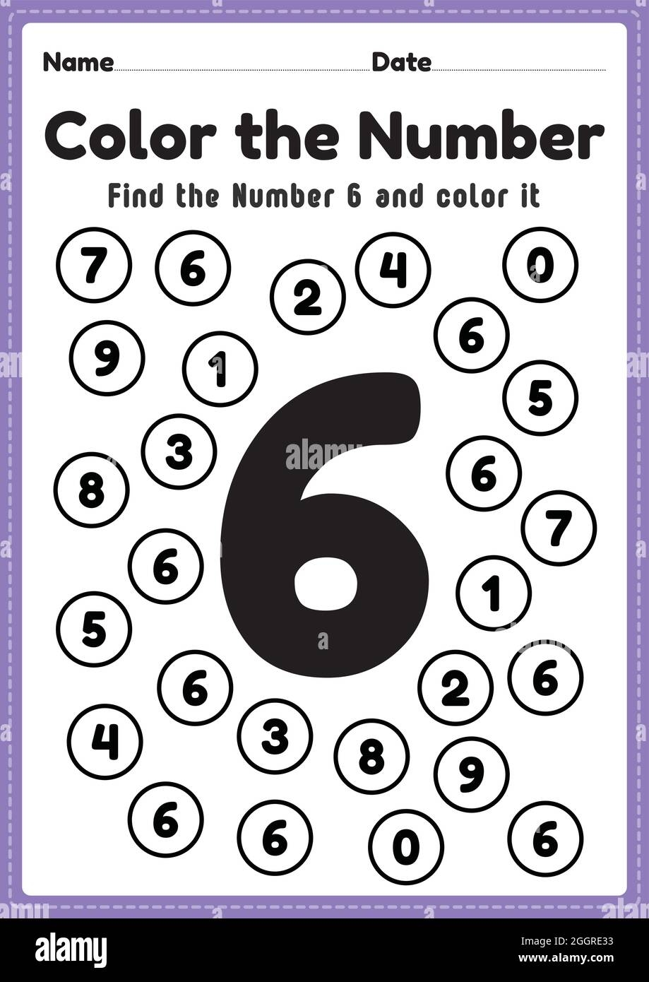 Maths Worksheet For Nursery Number 6 Coloring Maths Activities 