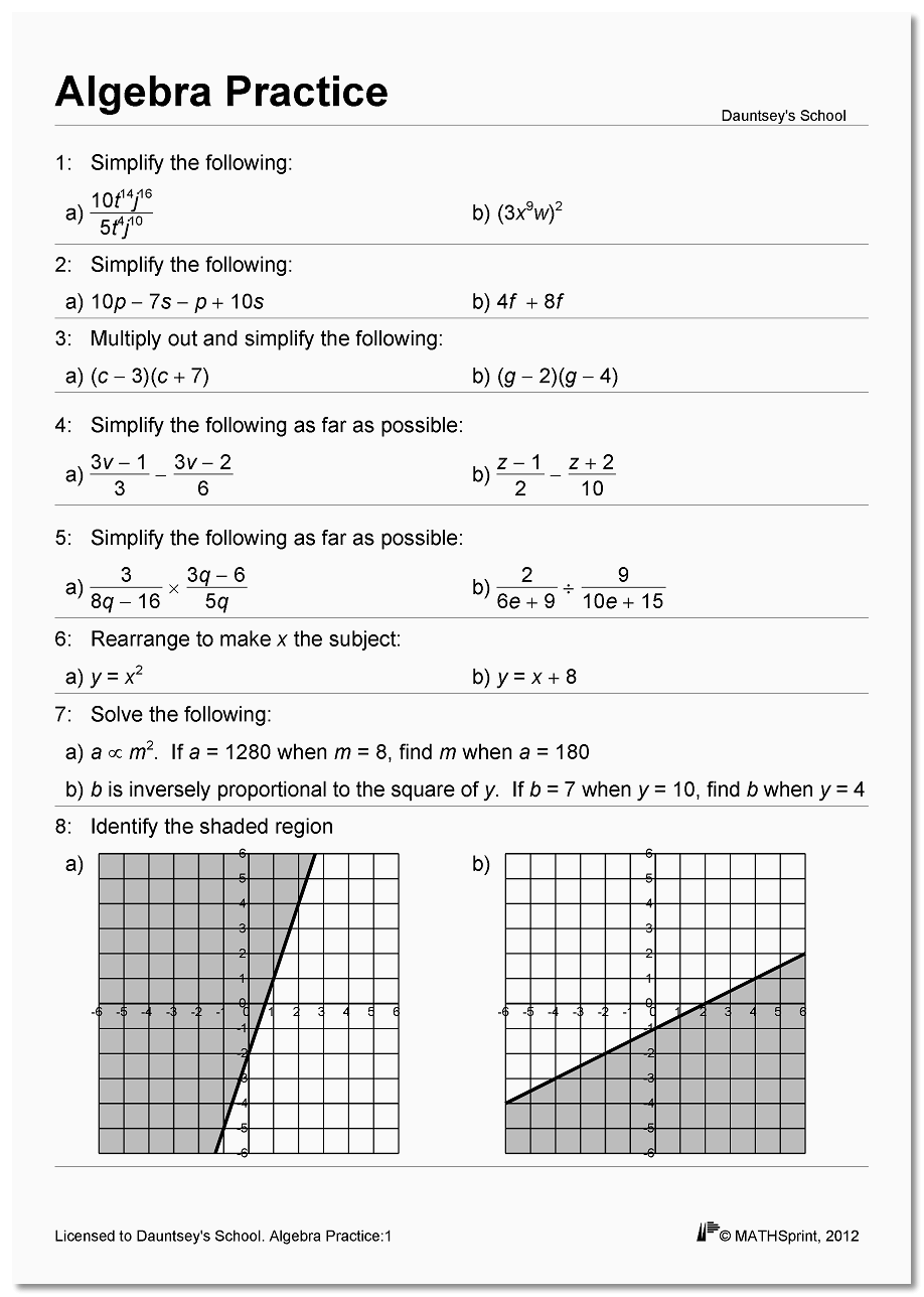 MATHSprint Maths Worksheet Generator Software For GCSE IGCSE A Worksheets Library