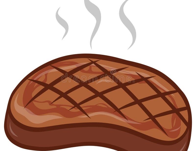 Meat Steak Cooked Barbecue Grilled Drawing Vector Illustration