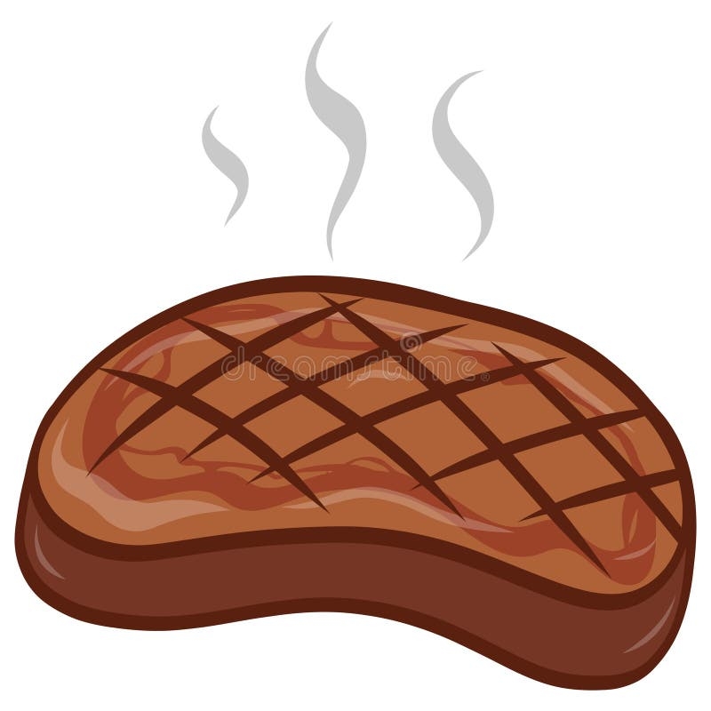 Meat Steak Cooked Barbecue Grilled Drawing Vector Illustration 