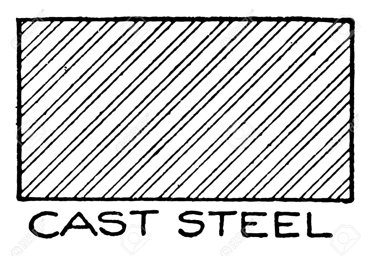 Mechanical Drawing Of Cross Hatching Cast Steel Is Often More Convenient To Tint The Drawing Section Is Cut Through The Vertical Plane Spring Steel Wire And Sheet Or Plate Vintage Line Drawing
