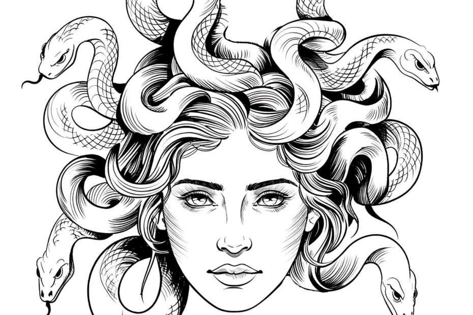 Medusa Tattoo Sketch Gorgon Design For Greek Mythology Lovers Customizable Snake Hair U0026 Feminine Rage Art For Tattoo Enthusiasts Etsy