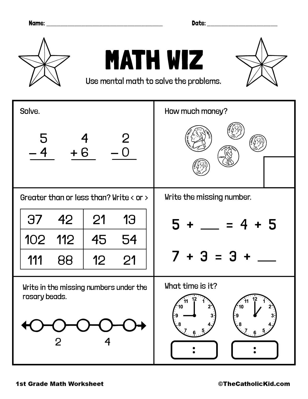 mental maths sheets