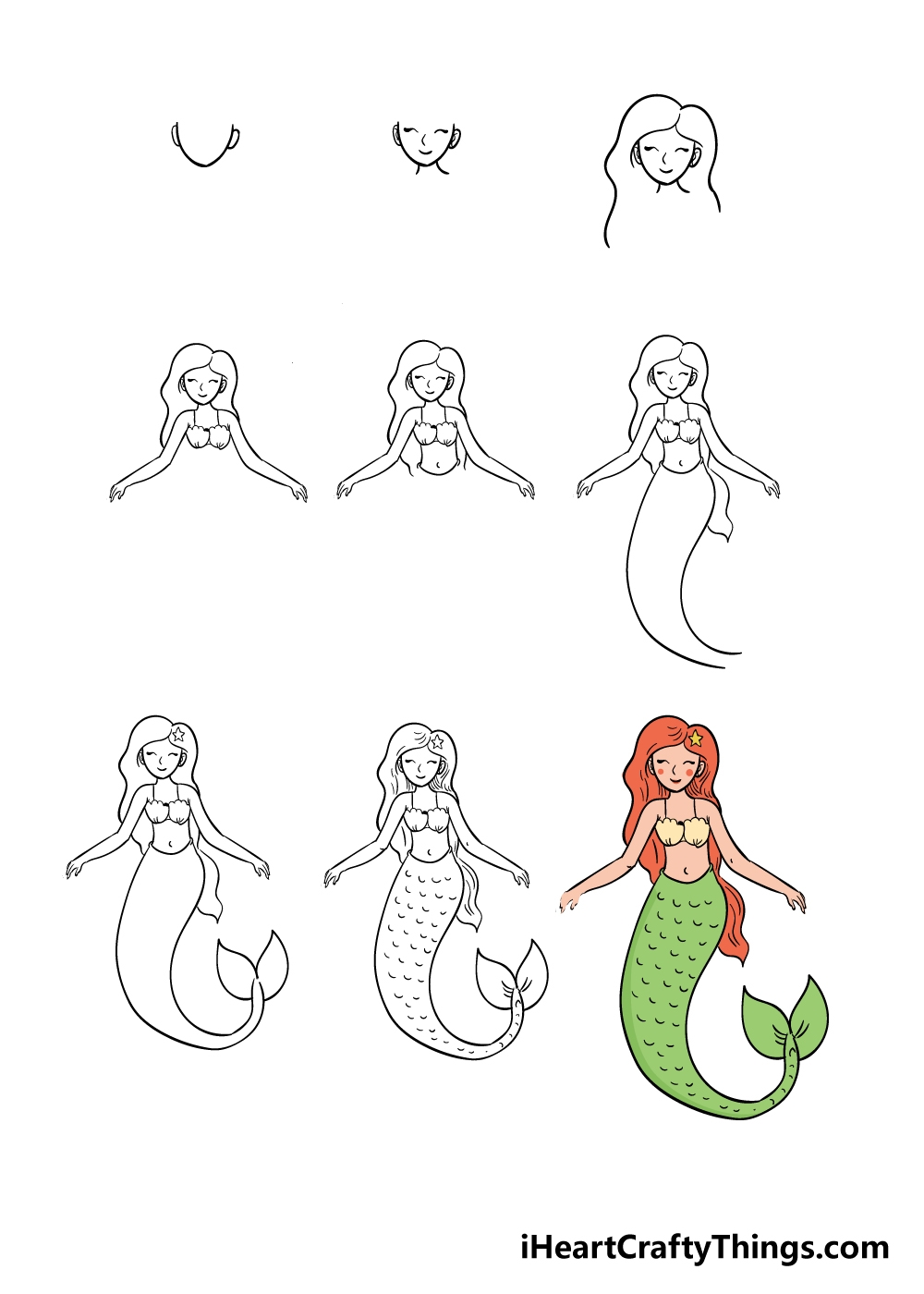 how to draw a mermaid