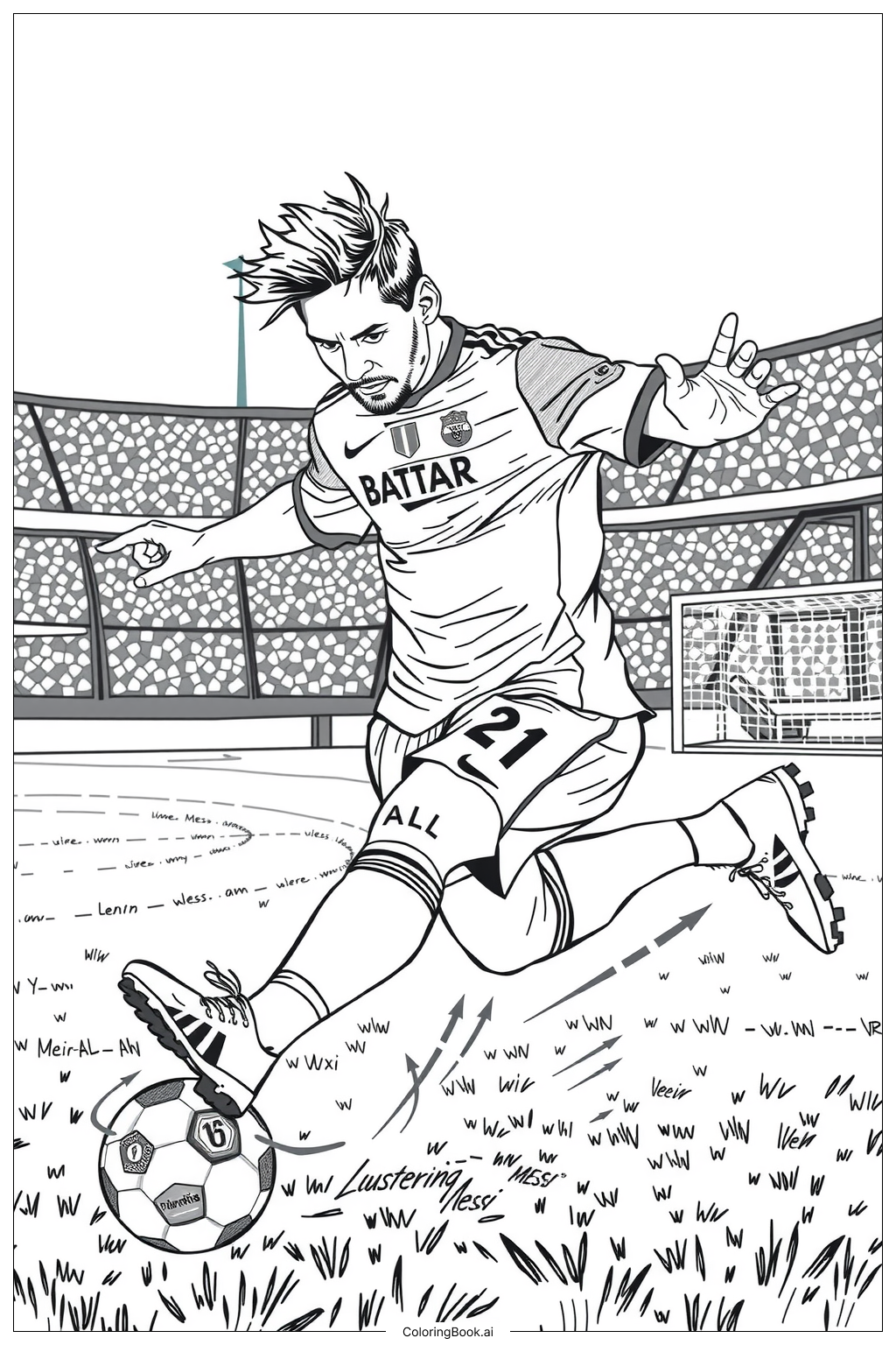 Messi Holding A Soccer Ball 2 Coloring Page Free PDFu0026PNG Printable 