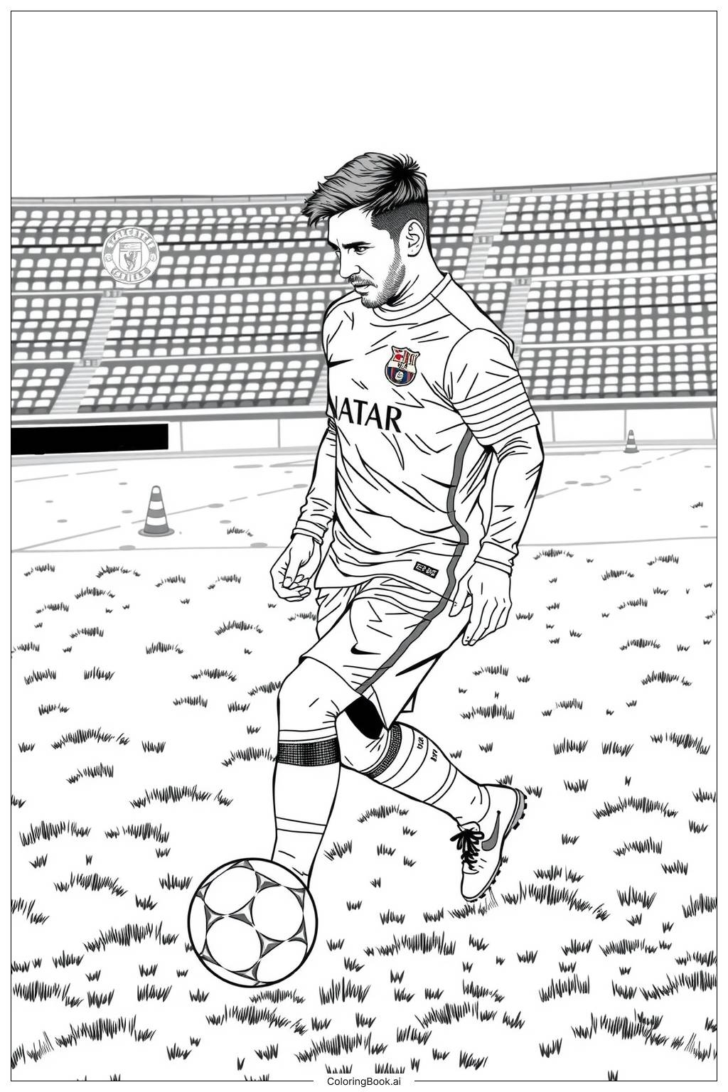 Messi Training On The Field 2 Coloring Page Free PDFu0026PNG Printable 